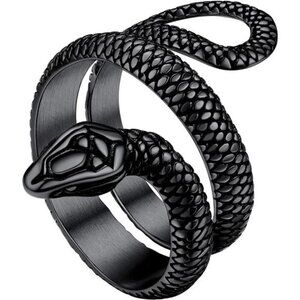Black Snake Ring Serpent Reptile Rings Punk Gothic Jewelry